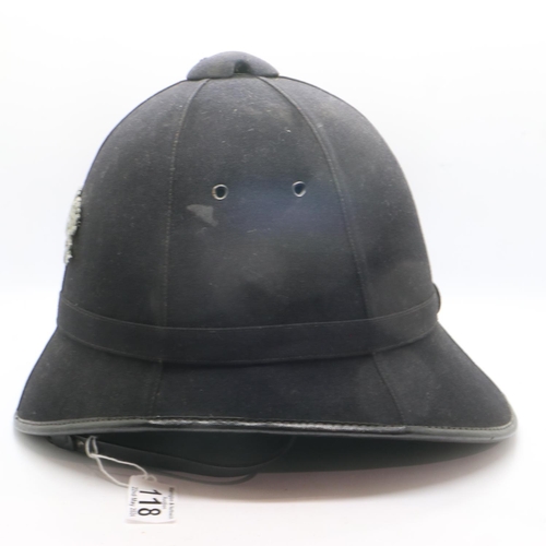 118 - Vintage police force helmet, badged, H: 30 cm.UK P&P Group 2 (£20+VAT for the first lot and £4+VAT f... 