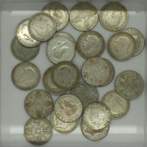 121 - Quantity of 50% silver florins. UK P&P Group 1 (£16+VAT for the first lot and £2+VAT for subsequent ... 