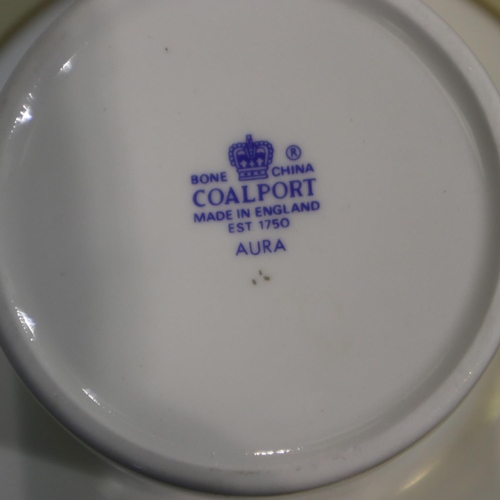 147 - Two Coalport tea services in the Athlone-Brown pattern and Aura pattern, 21 pieces in total, no chip... 