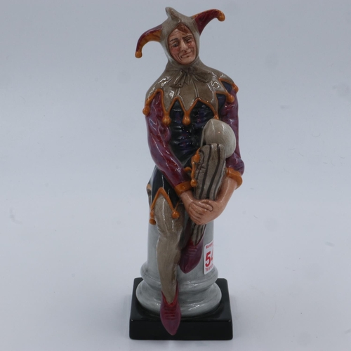 177 - Charles Noke Royal Doulton figurine, The Jester, H: 25 cm, no cracks or chips. UK P&P Group 2 (£20+V... 