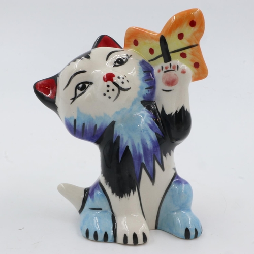 230 - Lorna Bailey butterfly cat, H: 13 cm. UK P&P Group 1 (£16+VAT for the first lot and £2+VAT for subse... 