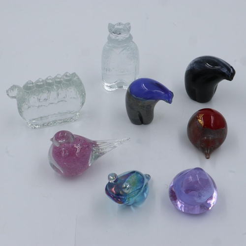 244 - Eight glass paperweights including Caithness, largest H: 10 cm, no chips or cracks. UK P&P Group 2 (... 