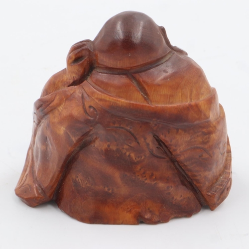 259 - Carved wooden Buddha, H: 62 mm. UK P&P Group 1 (£16+VAT for the first lot and £2+VAT for subsequent ... 