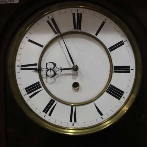 279 - Dark wood Vienna wall clock, H: 110 cm. Not available for in-house P&P