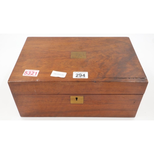 294 - Walnut writing slope with leather inset for restoration. UK P&P Group 3 (£30+VAT for the first lot a... 