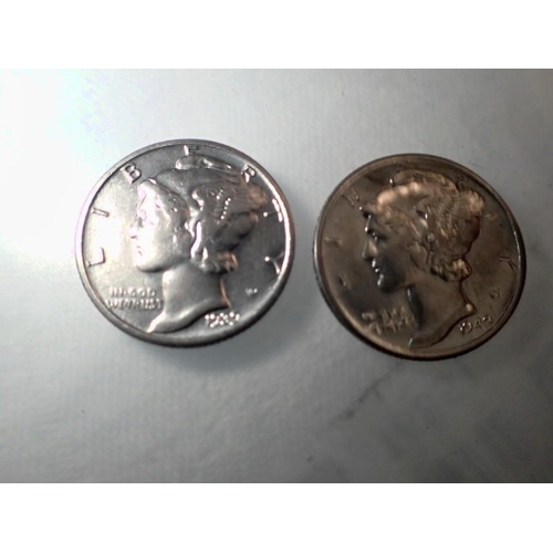 1154 - Two USA silver Mercury dimes - gVF grade. UK P&P Group 0 (£6+VAT for the first lot and £1+VAT for su... 