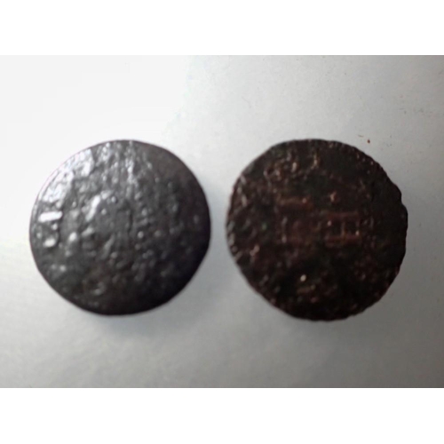 1160 - Two 17th century copper tavern farthing tokens - circulated. UK P&P Group 0 (£6+VAT for the first lo... 