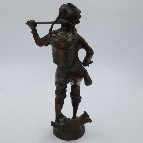 303 - Bronze figurine of a farm boy, H: 36 cm. UK P&P Group 3 (£30+VAT for the first lot and £8+VAT for su... 