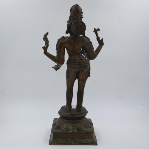 306 - Bronze four armed statue of Pashupati (avatar of Shiva), H: 60 cm. UK P&P Group 3 (£30+VAT for the f... 