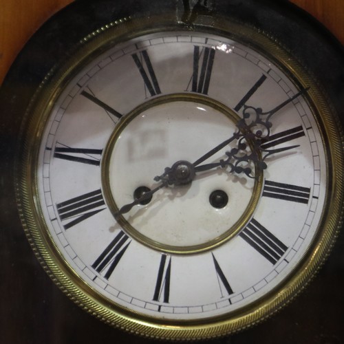 276 - Mahogany cased Vienna wall clock, not working, H: 115 cm. Not available for in-house P&P