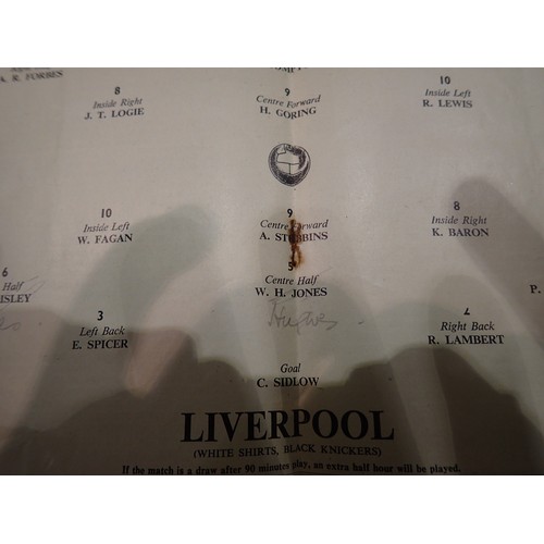 2047 - Liverpool FC shareholder, 1950 dinner menu with multiple signatures and a 1950 FA cup final programm... 