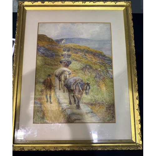 2056 - Alfred Walter Bayes (1832- 1909): watercolour, pack horse trail, 40 x 60 cm. Not available for in-ho... 