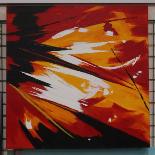 2010 - A contemporary oil on canvas, abstract sunburst, 90 x 90 cm. This lot is offered for sale on behalf ... 