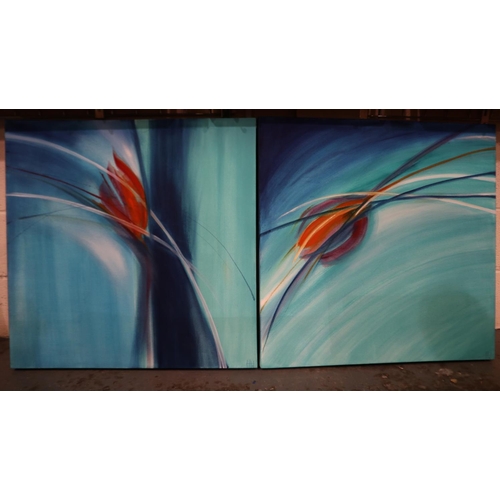 2013 - A pair of oils on canvas, abstract, each 75 x 75 cm. This lot is offered for sale on behalf of The B... 