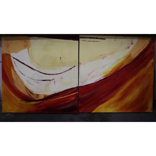 2014 - A pair of oils on canvas, abstract, each 75 x 75 cm. This lot is offered for sale on behalf of The B... 