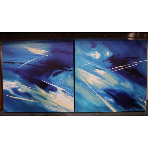 2015 - A pair of oils on canvas, abstract, each 75 x 75 cm. This lot is offered for sale on behalf of The B... 