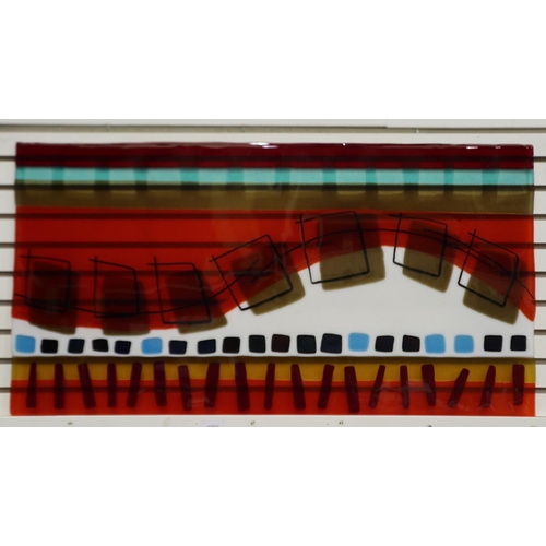 2018 - A contemporary art glass panel, coloured, with geometric design, 90 x 48 cm. This lot is offered for... 