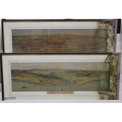 2025 - A pair of antiquarian colour lithographs, Liverpool in 1655 and Liverpool in 1855, each 92 x 28 cm, ... 