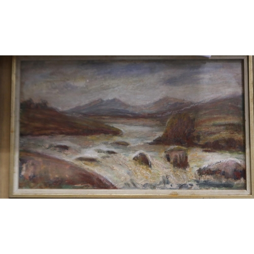 2032 - Rene Brooks (20th century): a pair of oils on board, Snowdon from Colwyn and another, each 24 x 14 c... 