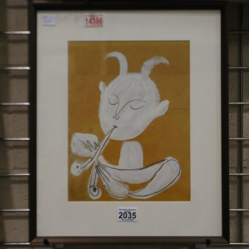 2035 - Pablo Picasso (1881-1973): colour lithograph, White Fawn with Flute, 23 x 30 cm. Not available for i... 