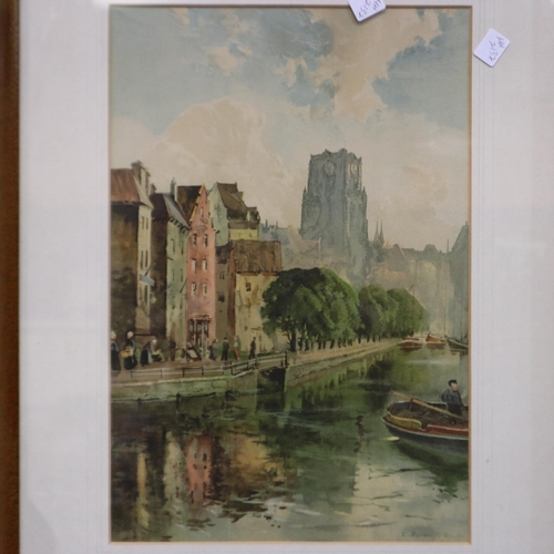 2041 - ***WITHDRAWN*** Louis Burleigh Bruhl (1861-1942): colour lithograph, a view of the Bruges canal, 28 ... 