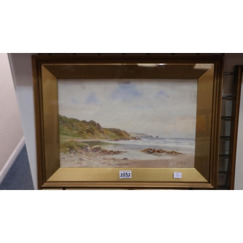 2052 - J L Barker (19th century): watercolour, Linkholm Bay, 43 x 28 cm. Not available for in-house P&P