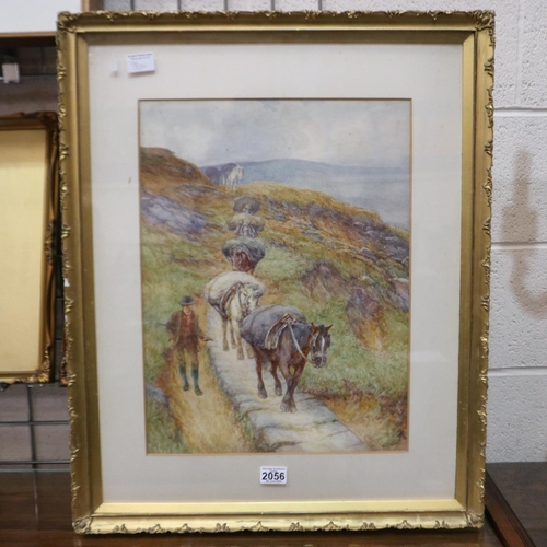 2056 - Alfred Walter Bayes (1832- 1909): watercolour, pack horse trail, 40 x 60 cm. Not available for in-ho... 