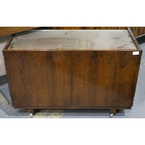 2102 - Robert Herritage for Archie Shine rosewood three section buffet comprising a four drawer console tab... 