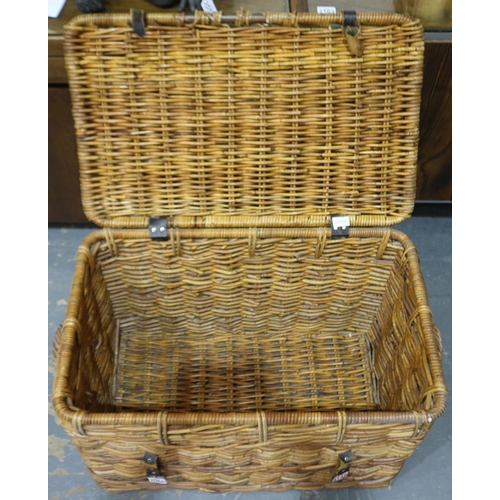 2060 - Large wicker hamper, with leather straps, 74 x 47cm H. Not available for in-house P&P