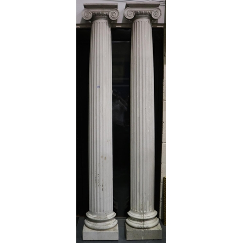 2068 - A pair of fibreglass architectural half columns in the classical style, each H:234cm. Not available ... 