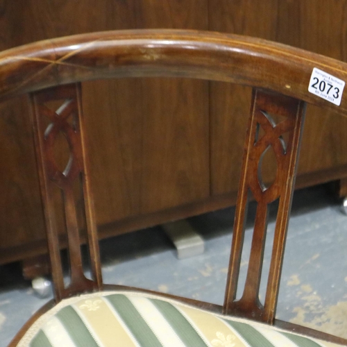 2073 - Edwardian corner chair with inlay, provenance Windle house (Lady Pilkington). Not available for in-h... 