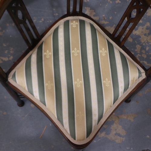 2073 - Edwardian corner chair with inlay, provenance Windle house (Lady Pilkington). Not available for in-h... 