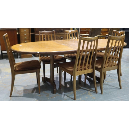 2084 - G Plan Fresco teak oval extending dining table with central folding leaf, 210x108x73cm H (extended) ... 