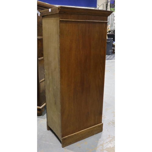 2086 - Early 20th Century Lebus eight drawer oak filing cabinet with tambour, brass label inserts with orig... 