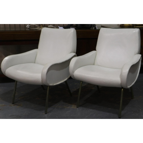 2096 - Marco Zanuso pair of white lounge chairs in the Lady design circa 1950's, both chairs in good solid ... 