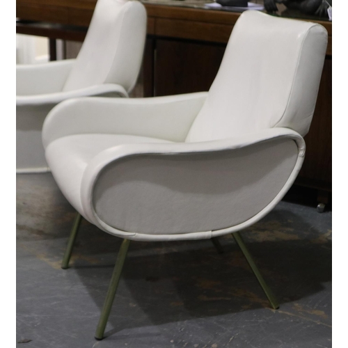 2096 - Marco Zanuso pair of white lounge chairs in the Lady design circa 1950's, both chairs in good solid ... 