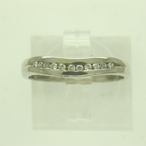 19 - 9ct white gold wave ring set with diamonds, size K, 2.2g. UK P&P Group 0 (£6+VAT for the first lot a... 