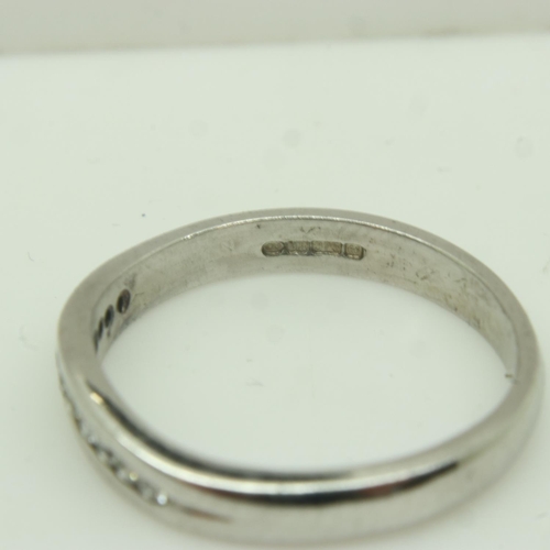 19 - 9ct white gold wave ring set with diamonds, size K, 2.2g. UK P&P Group 0 (£6+VAT for the first lot a... 