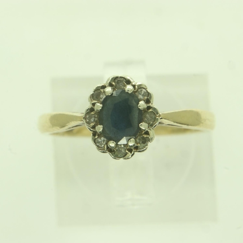 47 - 9ct gold ring set with sapphire and diamonds, size L/M, 2.1g. UK P&P Group 0 (£6+VAT for the first l... 