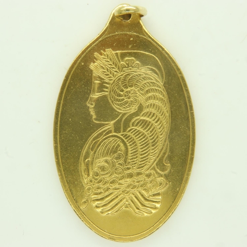 6 - Produits Artistiques Métaux Précieux (PAMP): A 24ct gold one-troy-ounce fine gold pendant, oval and ... 