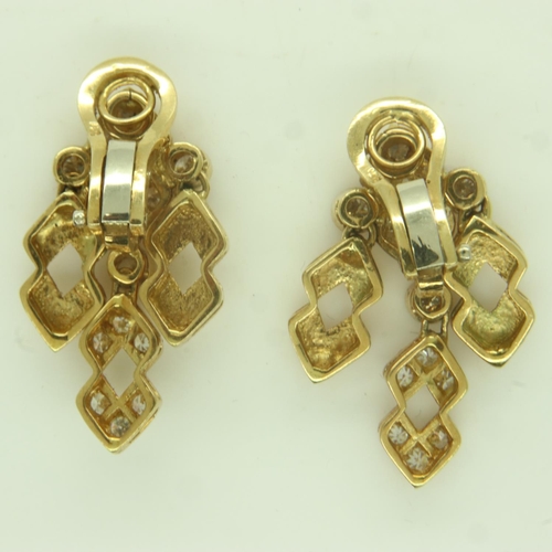 8 - A pair of contemporary 18ct gold articulated earrings, each set with fifteen diamonds (total diamond... 