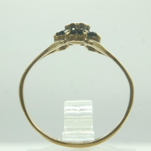 68 - 9ct gold diamond and sapphire set cluster ring, size K, 1.4g. UK P&P Group 0 (£6+VAT for the first l... 