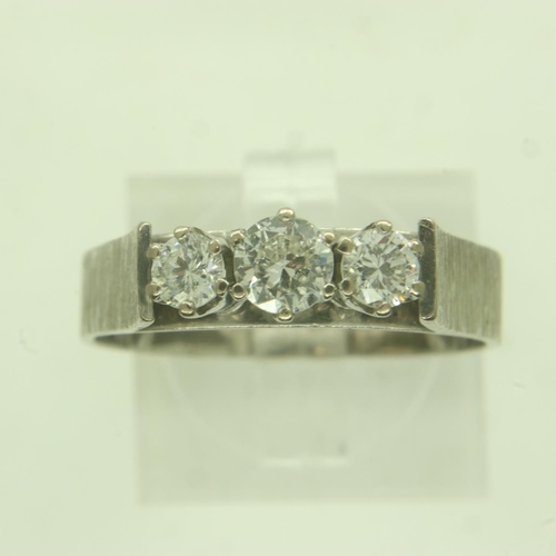 69 - David M Robinson 18ct white gold and 0.65ct diamond trilogy ring, size R/S, 4.6g. UK P&P Group 0 (£6... 