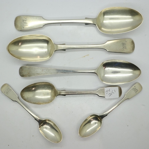 109 - Hallmarked silver flatware, including a pair of Victorian serving spoons, London 1857 and a Georgian... 