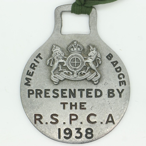 128 - RSPCA aluminium 1938 dated merit badge. UK P&P Group 0 (£6+VAT for the first lot and £1+VAT for subs... 