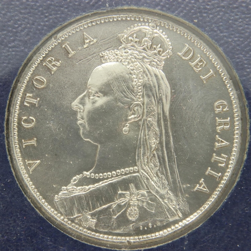 133 - 1887 silver half crown of Queen Victoria, box in Quadrum case. UK P&P Group 1 (£16+VAT for the first... 