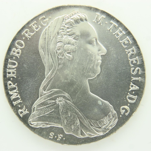 137 - Silver restrike 1780 Maria Theresa thaler. UK P&P Group 0 (£6+VAT for the first lot and £1+VAT for s... 