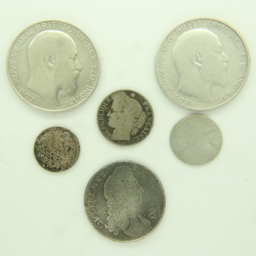 143 - William III and later silver coins (6). UK P&P Group 0 (£6+VAT for the first lot and £1+VAT for subs... 