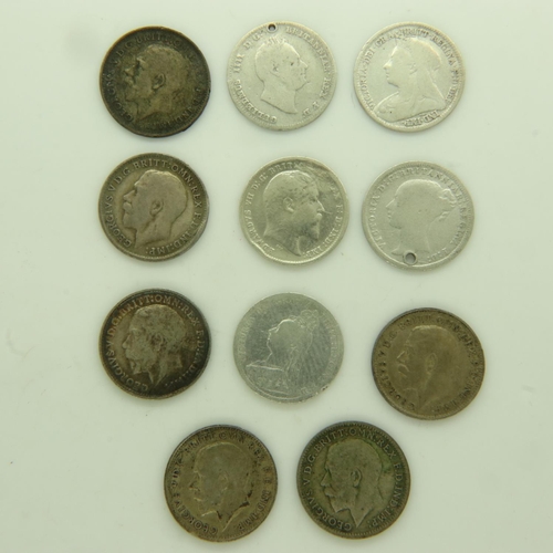 145 - Eleven Victorian and later silver threepences. UK P&P Group 0 (£6+VAT for the first lot and £1+VAT f... 