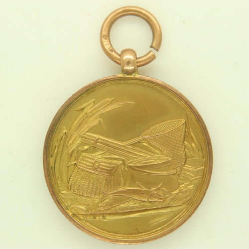 154 - WARRINGTON ANGLERS ASSOCIATION: a 9ct gold Shield, Cup & Medal Competition 1923 winners medal named ... 